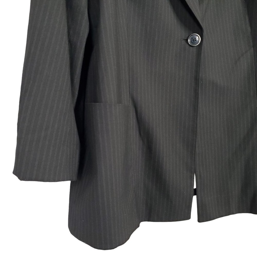 Chico's 3 Size XL Jacket Blazer Menswear Inspired Pinstripe Lined Pockets Black - Picture 6 of 9